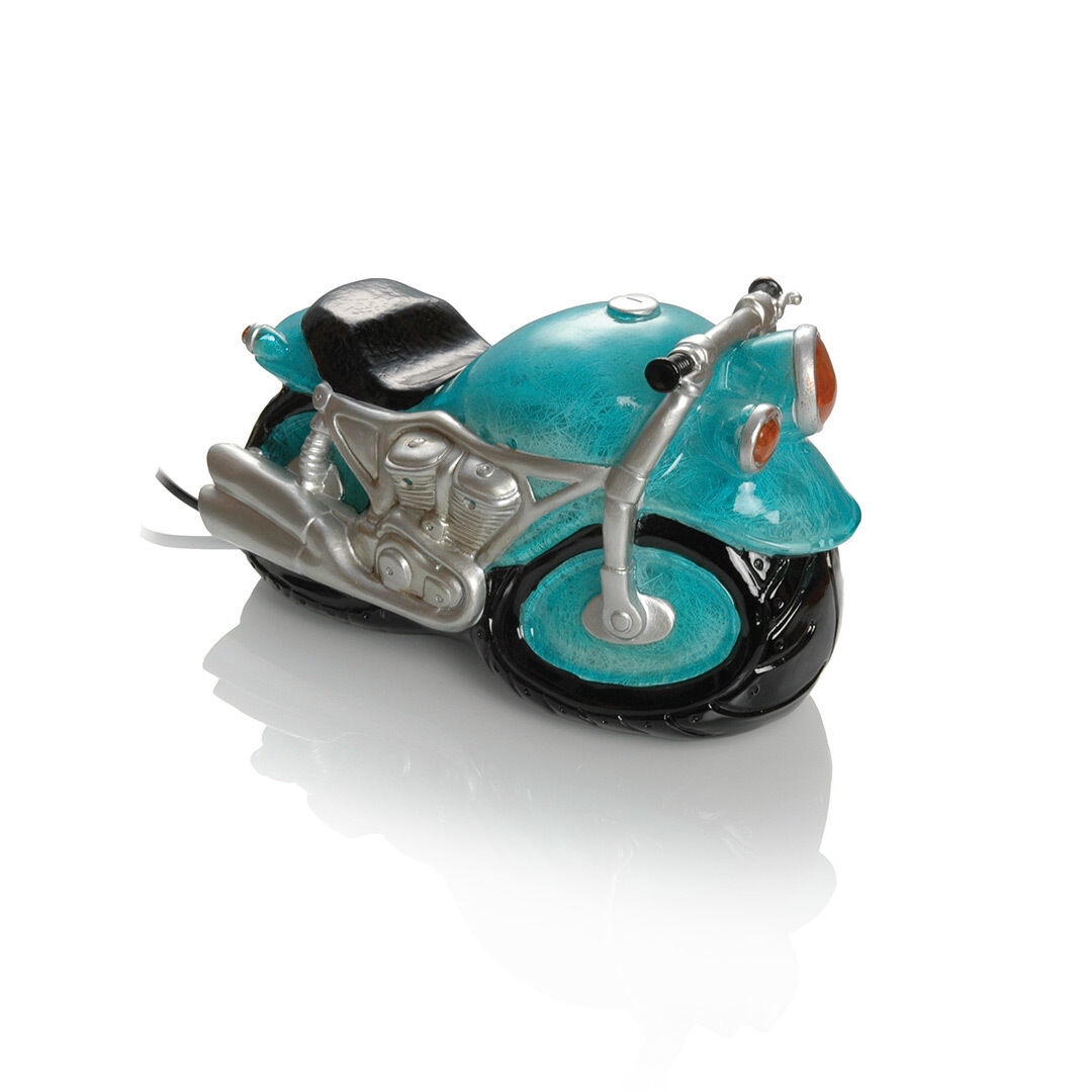 Booster Kunststein Tischlampe Motorrad Blau