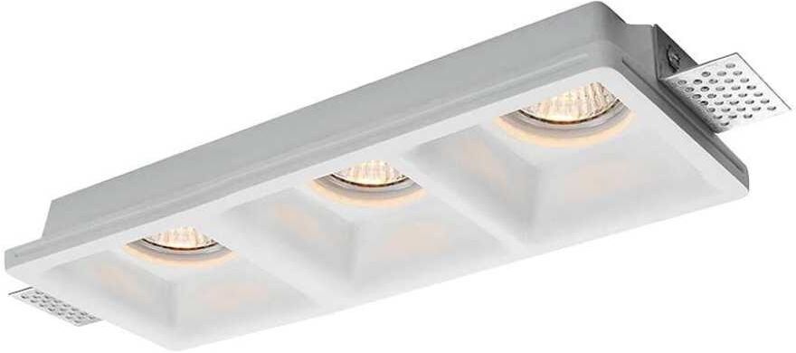 V-Tac Vt-11003 Led-Strahlerhalter Für Rechteckige Einbauleuchte Aus Gips Mit Abgeschrägten Kanten Für 3 Gu10/gu5.3-Strahler Weiß Artikelnummer 6764