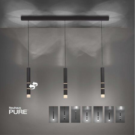 Paul Neuhaus 2213-18 PURE-VEGA LED Pendelleuchte schwarz 3-flammig getrennt schaltbar