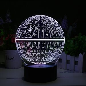 High Discount Star Wars Død 3D LED Lampe – Holographic Lamp, 2 lystilstande, 7 farver, drevet USB eller AA batteri
