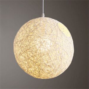 High Discount Runde Concise Hand-vævet Rattan Vine Kugle vedhæng Lampe Lys Lampeskærme Tilbehør (15cm Diameter) Hvid hvid