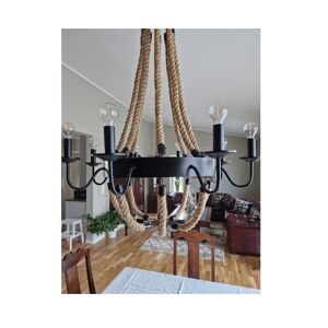 Highlands Exciting ceiling lamp made of steel and rope in marine model