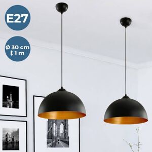 Jago - Vintage Industrielle Hængende Lamper - Loftslampe - Sæt af 2 - Spisebordslampe - Soveværelse - Stue - Metal - Sort - 30 cm