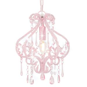 vidaXL loftlampe med perler rund E14 pink