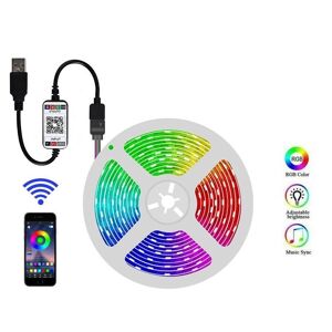 Ledlist_Sverige Fleksibel 5m RGB LED strip / Lyssløjfe / LED-Strip Bluetooth APP