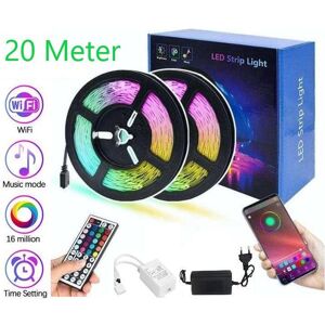 Ledlist_Sverige Fleksibel 20m RGB LED strip / Lyssløjfe / LED-Strip Bluetooth APP