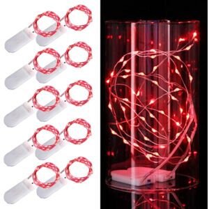 Megabilligt 10-Pack 1m Mini LED Light Loop Battery-Powered Red Red