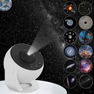 Shoppo Marte Galaxy Night Light Star Projector LED Table Lamp Children Room Decor With 12pcs Film Disc(Black and White)