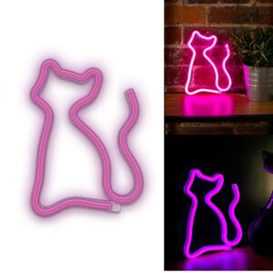 Neon LED CAT Batteri + USB Forever Light Rosa