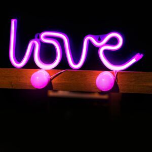Neon LED LOVE Batteri + USB Forever Light Rosa