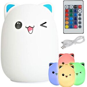 Mobil o Teknik Genopladelig Cat Night Lamp - RGB - Silikone - Fjernbetjening