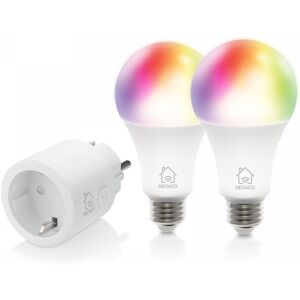 Deltaco Starterkit, 2x RGB LED Lampe E27 + 1 Smart Plug