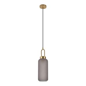 Homeshop Pendel Pendel i cylinderformet mat smokey glas og messingfatningn150 cm stofledning Pære: E27/40W - 6406115