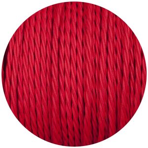 Ledsone Tekstilkabel, Lampekabel, Stofkabel 3x0,75mm², Flettet, Rød