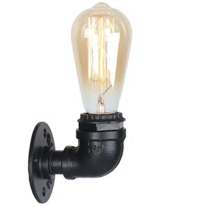 Ledsone E27 Industrial Retro Style Light Steampunk Wall Light Vandpibe Lampe Sort