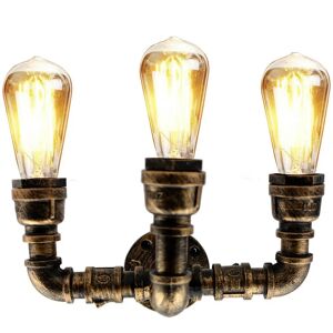 Ledsone Retro Industriel Væglampe Vintage Jern Børstet Kobber Vandrør Lamper E27 Loft Light