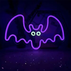 Forever Light Halloween LED Neon Skilt - Lilla og Hvidt Lys m. Flagermus