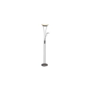 Brilliant Finn - Torchiere-gulvlampe med læselys - LED x 2 - total: 22.5 W - klasse E - varmt hvidt lys - 3000 K - hvid, jern
