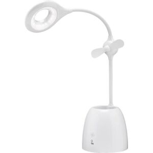 Led Bordlampe Ventilator + Penneholder - Hvid