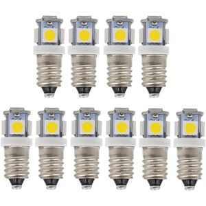 AUGRO 10 stk E10 6V LED pærer 5SMD 0,5W 50LM lampe (varm hvid)