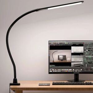 2 stk skrivebordslamper til hjemmekontor, klemlampe, dæmpbar svanehalslampe Touch Control, justerbar skrivebordslampe til bordplade på arbejdsbord (sort)