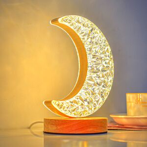 Krystal bordlampe stemningslys soveværelse nat gave måne dekoration