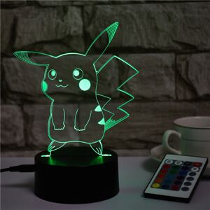 Picachu 3D Small Night Light LED Lampe Creative Colorful Touch Rem