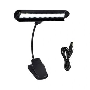 Clip On Music Light Stand 9 Led Orkester Lampe Piano Light Fuldt justerbar Music Stand Lampe med strømkabel (uden batterier, sort)