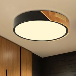 unbranded Sort LED-loftslampe, 18W moderne træloftslampe, til soveværelse køkken stue, Ø30cm * 5cm, naturligt lys, 3000K varm hvid