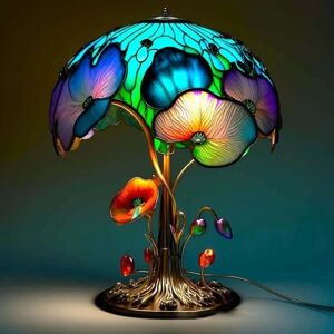 Maleri Glas Champignon Bordlamper Bohemian Resin Champignon Bordlampe Natlys Til hjemmet og kontoret Flower Mushroom Table Lamp