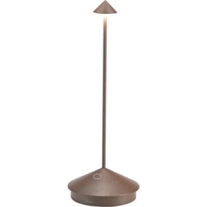 brand Zafferano Pina Pro - Dimbar LED-bordslampe i aluminium, IP54-beskyttelse, indendørs/husbrug, kontaktladning, H29cm, EU-kontakt - Corten