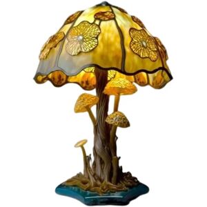 Maleri Glas Champignon Bordlampe Vintage Skrivebordslamper Dekorativ Sengelampe Til Soveværelse Stue Hjemmekontor Dekoration Gave C