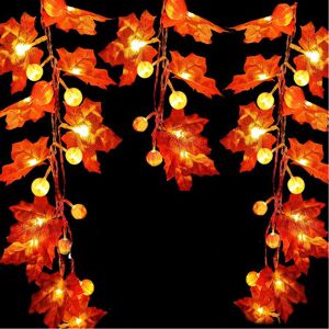 Xatilo Efterår Maple Leaves LED Fairy String Lampe Fest juledekoration 3m
