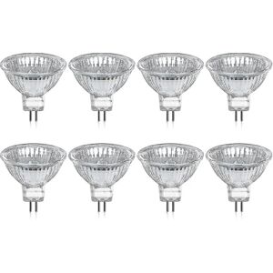 Pakke med 8 halogenpærer Gu5.3 Mr16 35w 12v dæmpbar - varm hvid 2800k, 400 lumen, glascover