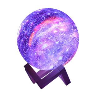 Månelys, 3D-printet Galaxy Light 16 farver Moon Night Light