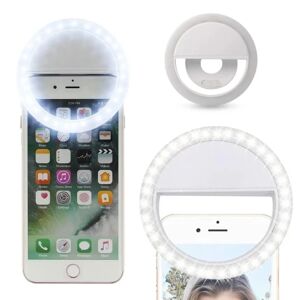 Megabilligt Clip-on selfie lampe til smartphone LED ringlys hvid