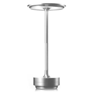 Metallisk ledningsfri bordlampe, dæmpbar og genopladelig vandtæt skrivebordslampe - Perfet Silver