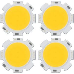 4x 5w Chip Light Round Cob Super Bright Led Light Led Lampe Pærer Varm hvid Dc15-17v