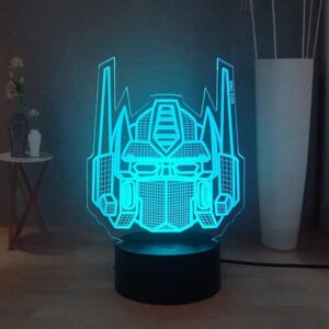 Transformers 3d Natlampe, Optimus Prime 7 Farver Led Bordlampe, Fjernbetjening Natlampe til børneværelse, Børn Drenge Fødselsdagsgave