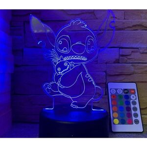 Wekity 3d Stitch Kreativ gave Fjernbetjening Touch Colorful Usb Bordlampe Stitch 1 Usb Black Touch Colorful