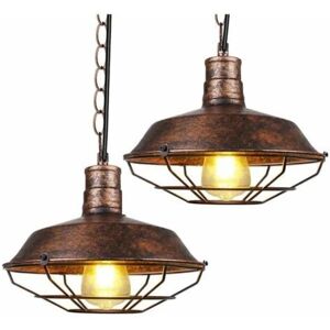 Sæt med 2 vintage pendellamper i industriel stil, retro loftlampe indvendig belysning, køkken stue spisestue