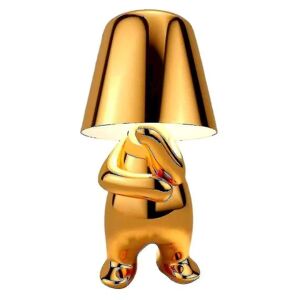 Sengelampe Touch Bordlampe, Guld Thinker Lampe Skrivebordslys Trådløs Genopladelig Bærbar Dekorativ Natbordslampe Med Usb-opladning B gold