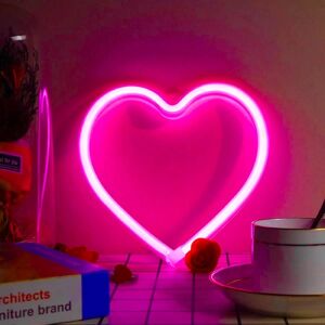 Pink Heart Neon Sign, LED Neon Light Batteridrevet eller USB Power