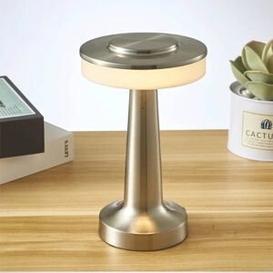 Touch bærbar ledningsfri bordlampe 3-niveaus touch-dæmpning indbygget USB-batteriport soveværelse sengelampe bar atmosfære lampe bord sølv