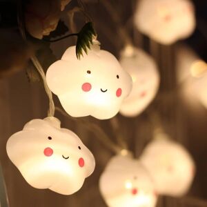 LED Creative White Cloud Smile Cloud Light String Børneværelse Telt Fødselsdagsdekoration Batteri Sky Hængelys-1,5m 10 lys