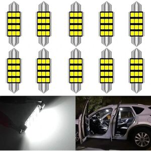 10-Pack Festoon C5W LED-pærer 39 mm Canbus fejlfri hvidt lys til 6461 interiør, kuppel, kort, dør, bagagerum