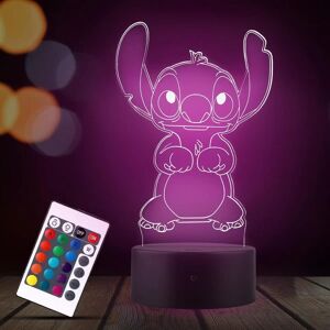 Stitch 3D led bordslampa, 16 farver fjernkontrol, stitch julklappslampa, barnrumsdekoration