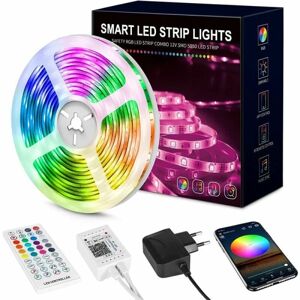 Bånd LED Strip, 15m Multicolor LED Light Strip, Bluetooth App Control-WELLNGS