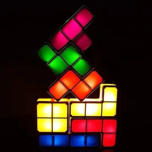 Tetris lampe, Attoe LED Tetris stabelbar natlampe 7 farver induktionslåseskrivebord