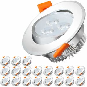 20X LED Spot Indbygningsspot Sæt Indbygningsspot til loft IP44 3W A++ 230 V Varm hvid CE&ROHS med transformer